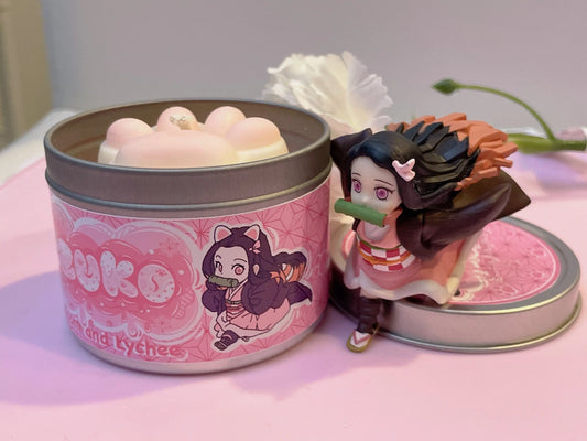 Nezuko Kitten Slayer Inspired Coconut Soy Wax Candle | Sakura Breathing Milky Paw Scents