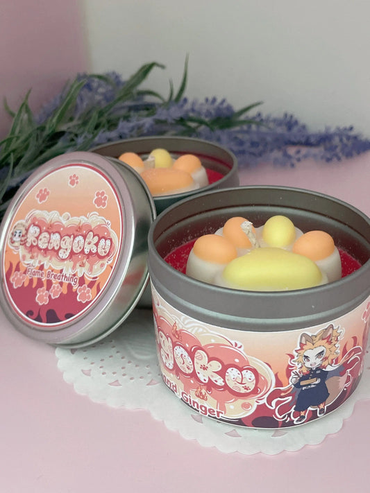 Rengoku Kitten Slayer Inspired Coconut Soy Wax Candle | Flame Breathing Milky Paw Scents