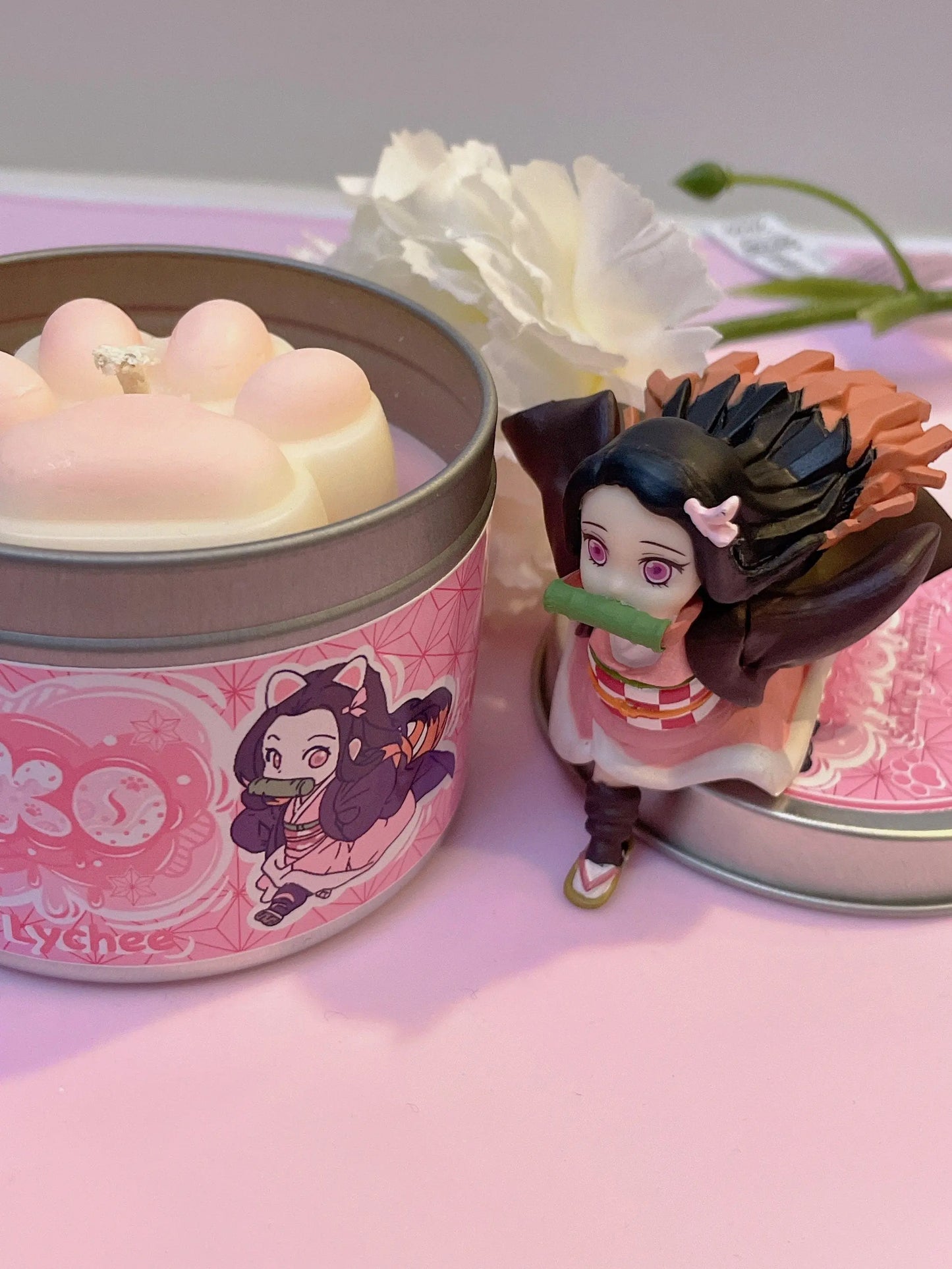 Nezuko Kitten Slayer Inspired Coconut Soy Wax Candle | Sakura Breathing Milky Paw Scents