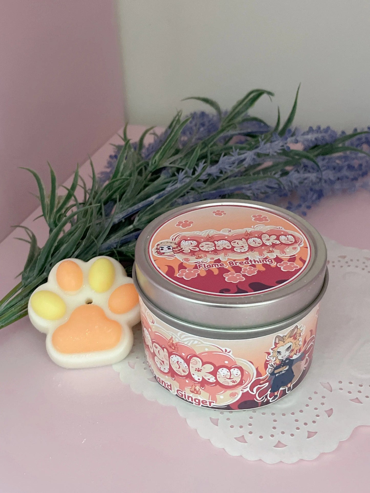 Rengoku Kitten Slayer Inspired Coconut Soy Wax Candle | Flame Breathing Milky Paw Scents