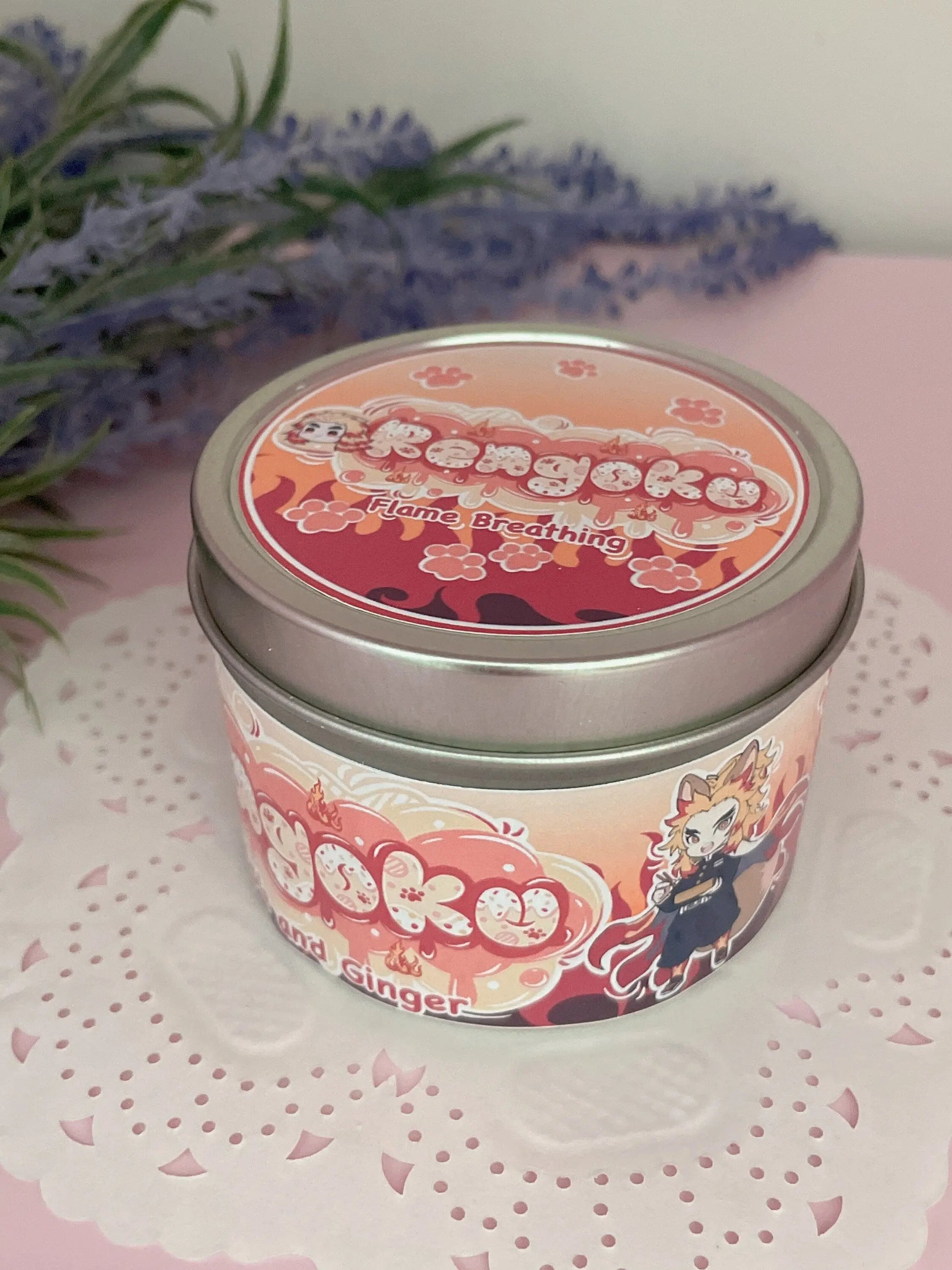 Rengoku Kitten Slayer Inspired Coconut Soy Wax Candle | Flame Breathing Milky Paw Scents