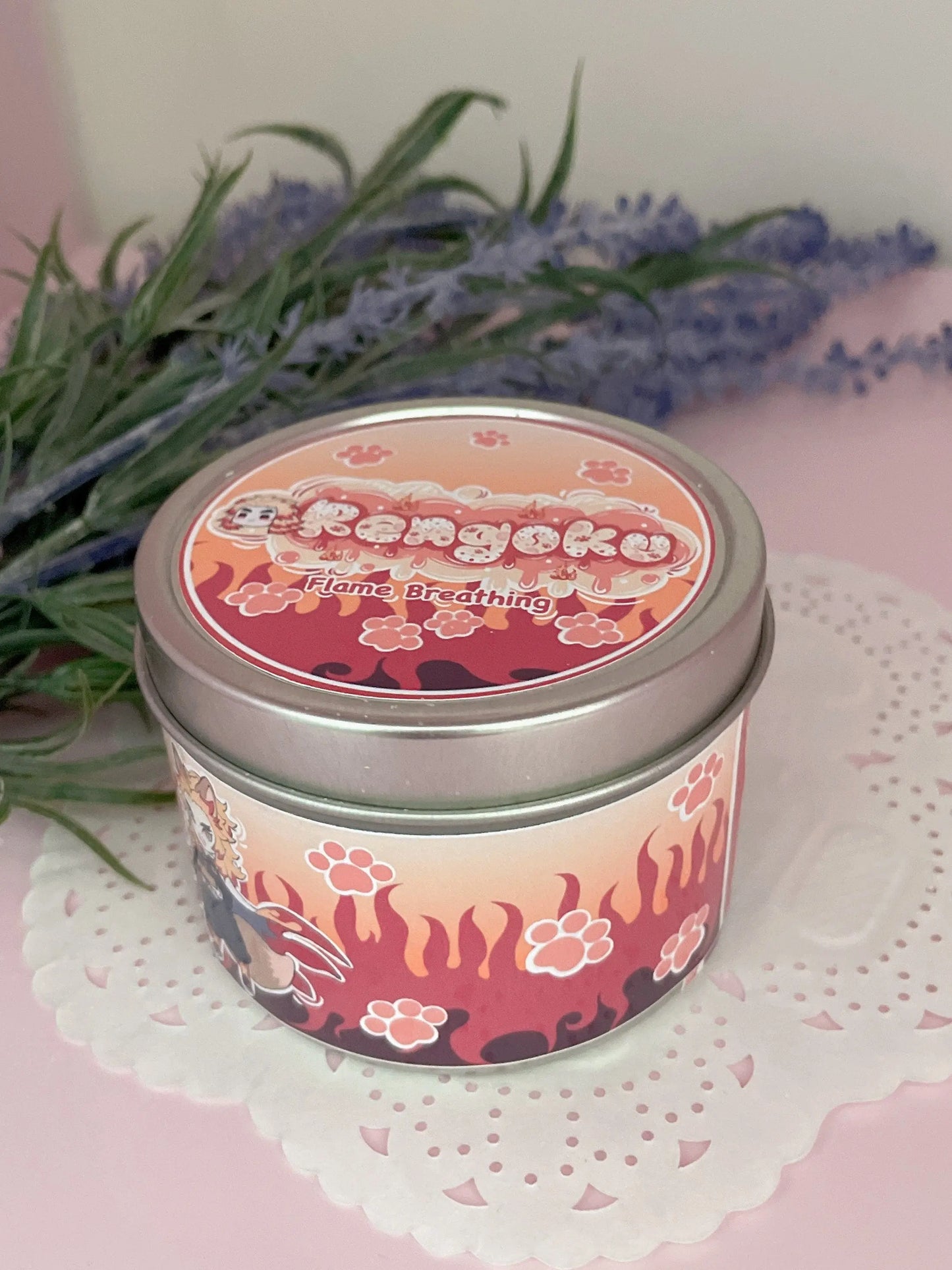 Rengoku Kitten Slayer Inspired Coconut Soy Wax Candle | Flame Breathing Milky Paw Scents