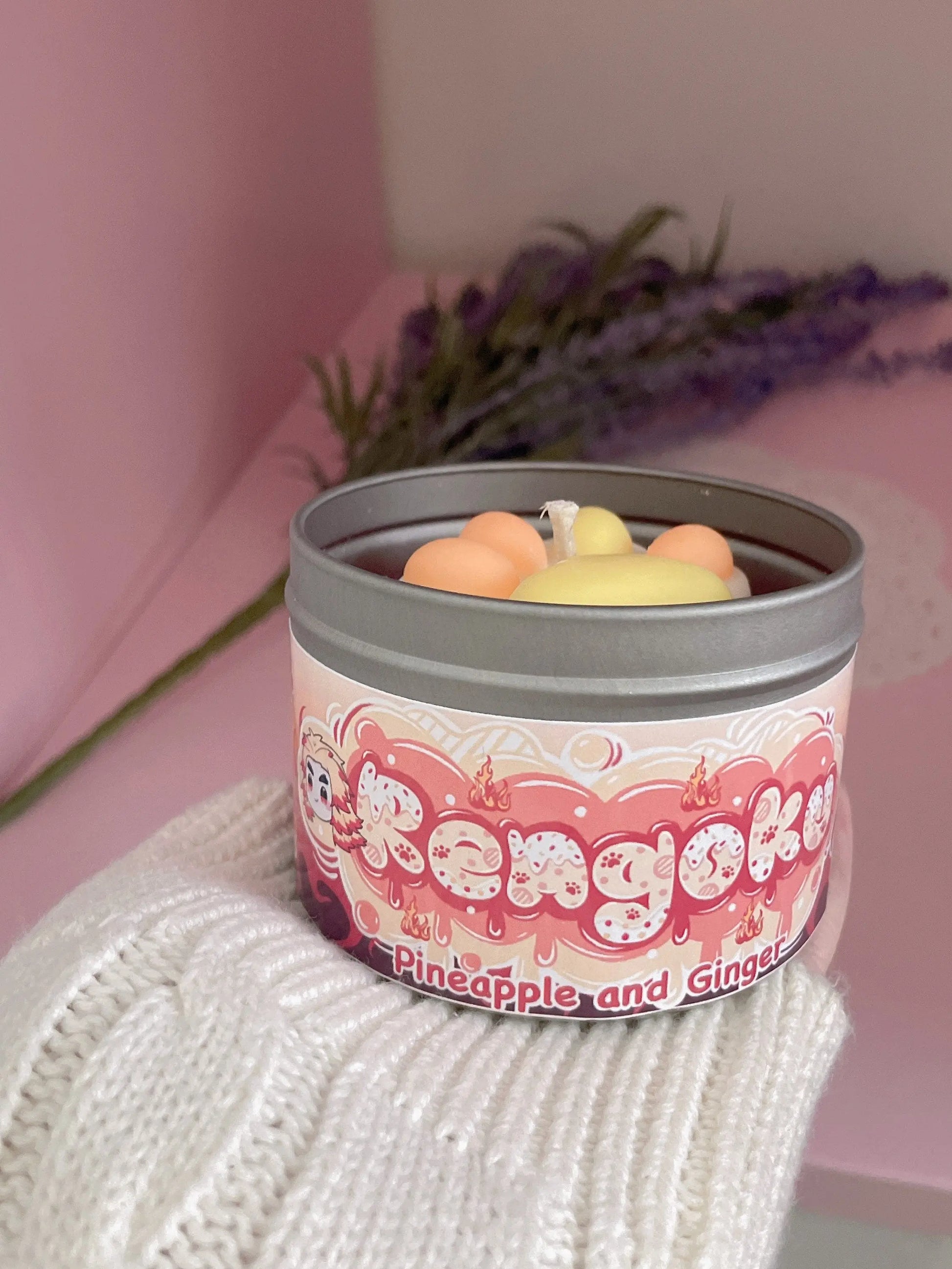 Rengoku Kitten Slayer Inspired Coconut Soy Wax Candle | Flame Breathing Milky Paw Scents