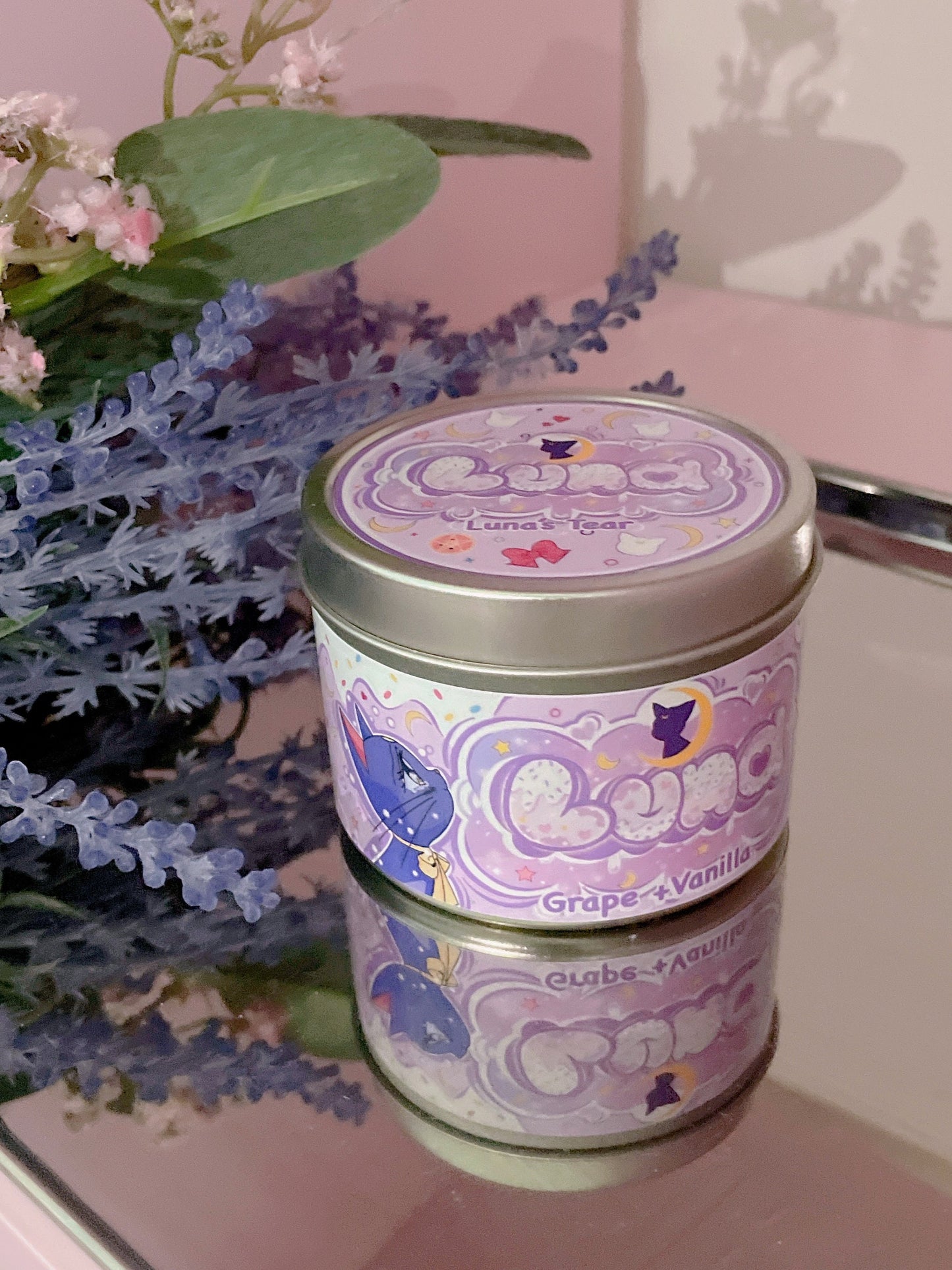 Luna Sailor Moon Inspired Coconut Soy Wax Candle | Luna's Tear Milky Paw Scents