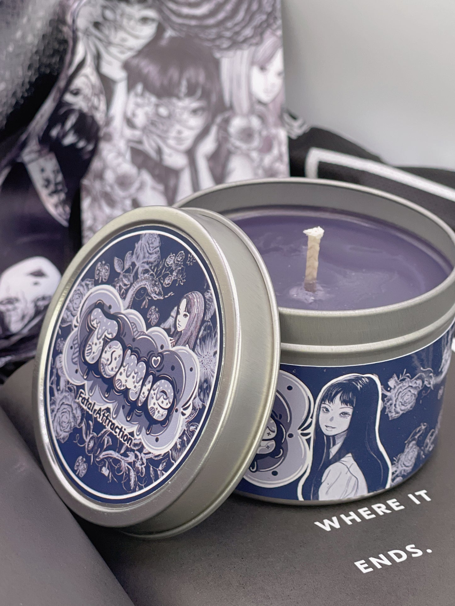 Tomie Inspired Coconut Soy Candle & ID Badge Holder SET | Fatal Attraction Milky Paw Scents